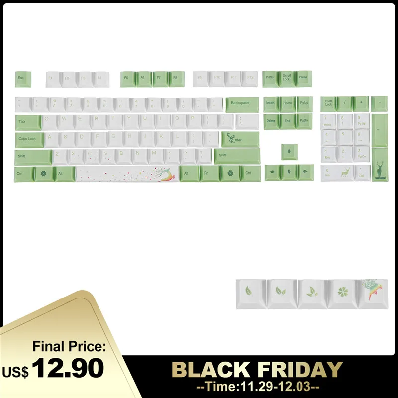 LEORY 108 клавиш термосублимация процесс PBT Сублимация Keycap три темы лес море рифмы вишневый цвет Keycaps только