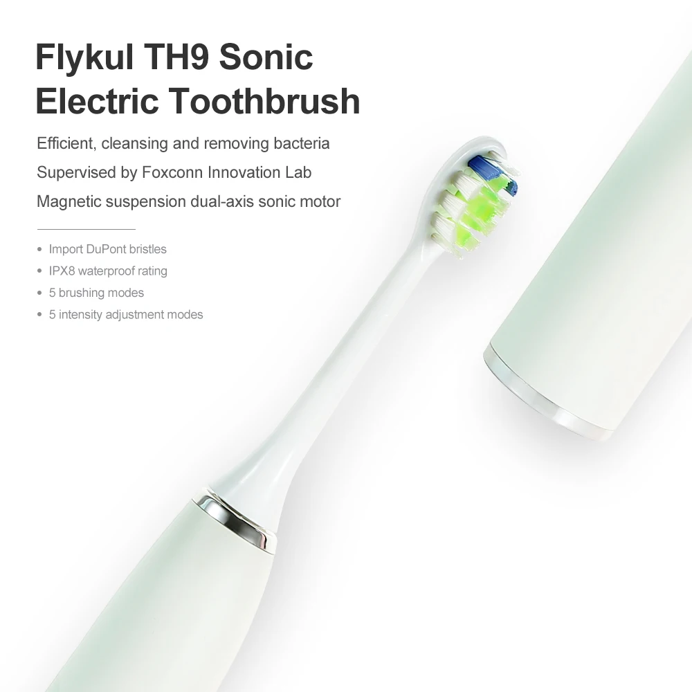 Flykul электрическая зубная щетка звуковая волна перезаряжаемая teethbritch TH9 IPX8 Водонепроницаемая сменная отбеливающая автоматическая зубная щетка