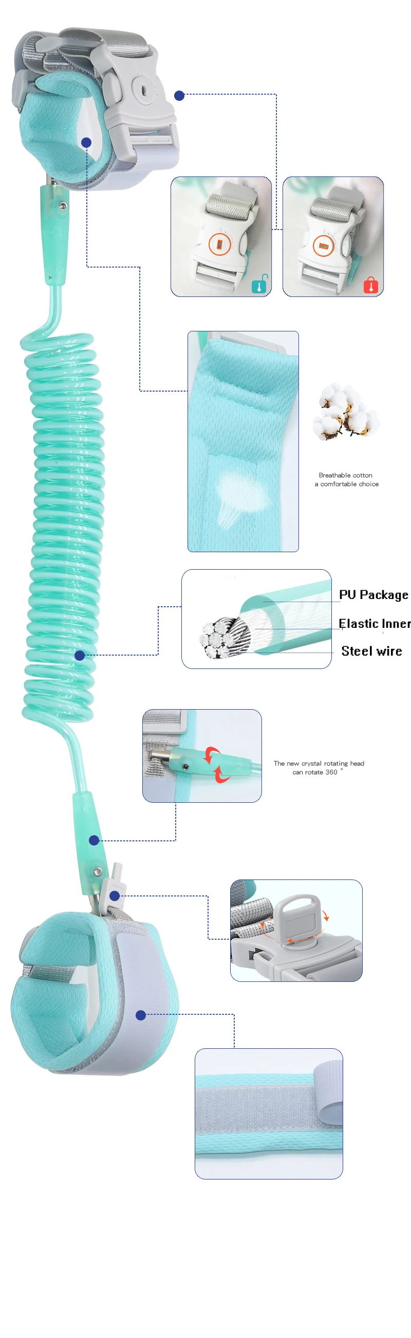 Анти-потерянный соединитель на запястье браслет ремни безопасности для детей шлейка для малышей детский Поводок Веревка Регулируемый Детский жгут