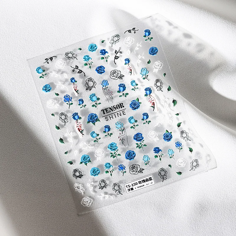 Butterfly 3D Acrylic Engraved Nail Sticker Sweater Wool Cute White Snowflake Wing Colorful Relief Nail Water Slide Decals ZJ0252