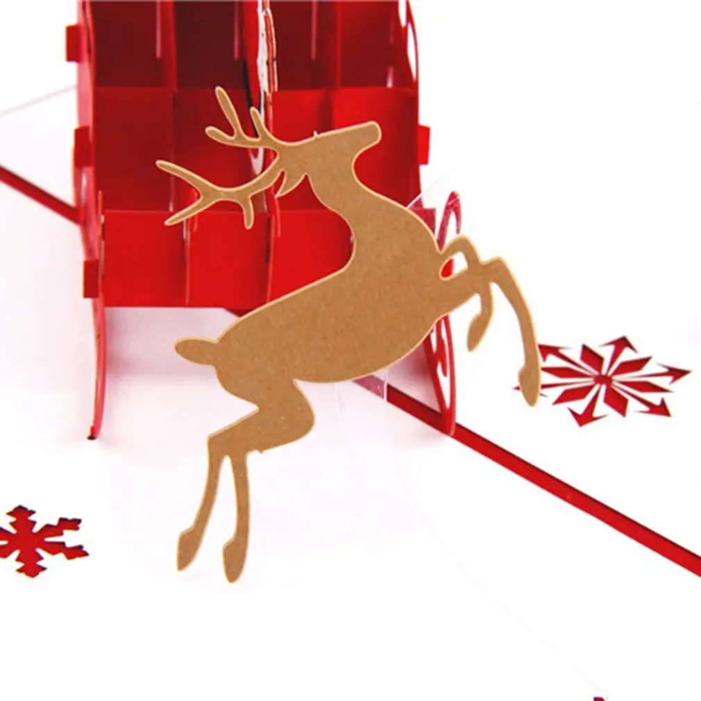 3D Santa Claus Deer Car Card Pop Up Handcrafted Merry Christmas Greeting Cards For NewYear Festival Anniversary Birthday