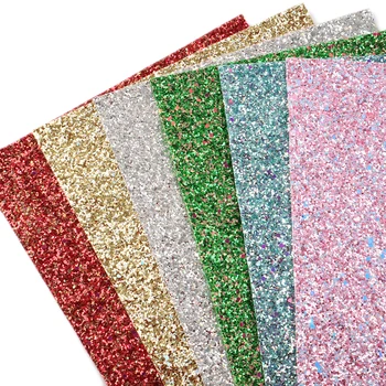 

David accessories 6Pieces/set 20*34cm Chunky Glitter Printed Synthetic Leather Patchwork Hair Bow Handbag DIY,1Yc9291