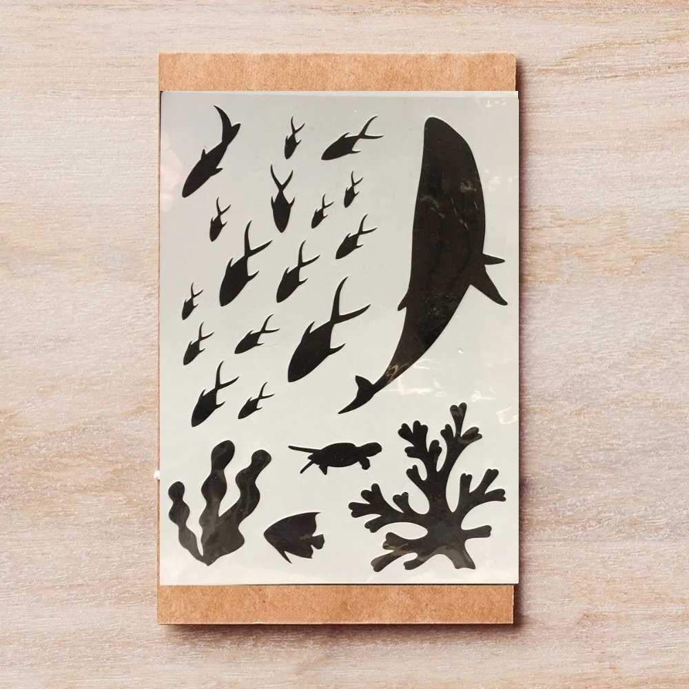 A4 29*21cm Ocean Whale Shoal of Fish DIY Layering Stencils Painting Scrapbook Coloring Embossing Album Decorative Paper Template |