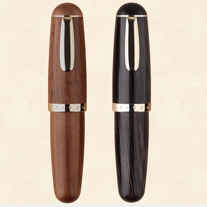 MAJOHN Q1 Mini Wood Fountain Pen Brown / Black Wooden Portable Ink Pen Iridium EF/F Nib Travel Palm Short Writing Gift