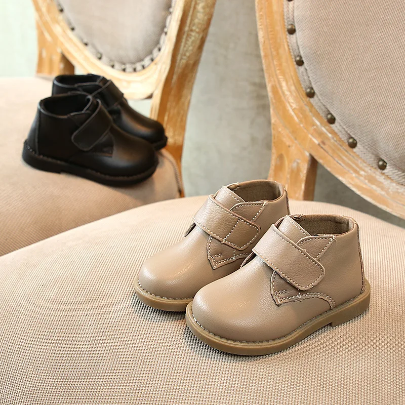 Claladoudou 12-14cm Brand Baby Walking Shoes Girls Pu Leather Boys Pure Boots Autumn Single Shoes 0-2Years Princess Dress Shoes