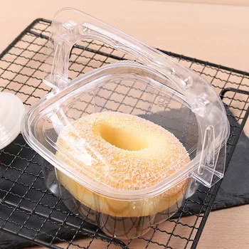 

Clear Transparent Plastic Food Boxes with Handle Disposable Fruit Cake Take-Out Basket Container