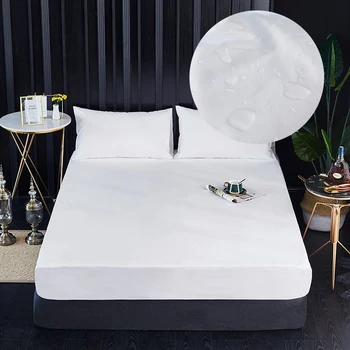 

New Waterproof Mattress Protector Solid Cover For Bed Breathable Hypoallergenic Protection Pad Cover Anti-mite Bed Linens