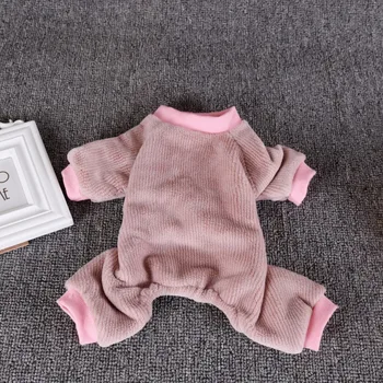 

Pet Dog Fleece Clothes Pajamas Jumpsuit Winter Dog Clothing Four Legs Warm Pet Clothing Outfit Small Dog Solid Color Apparel