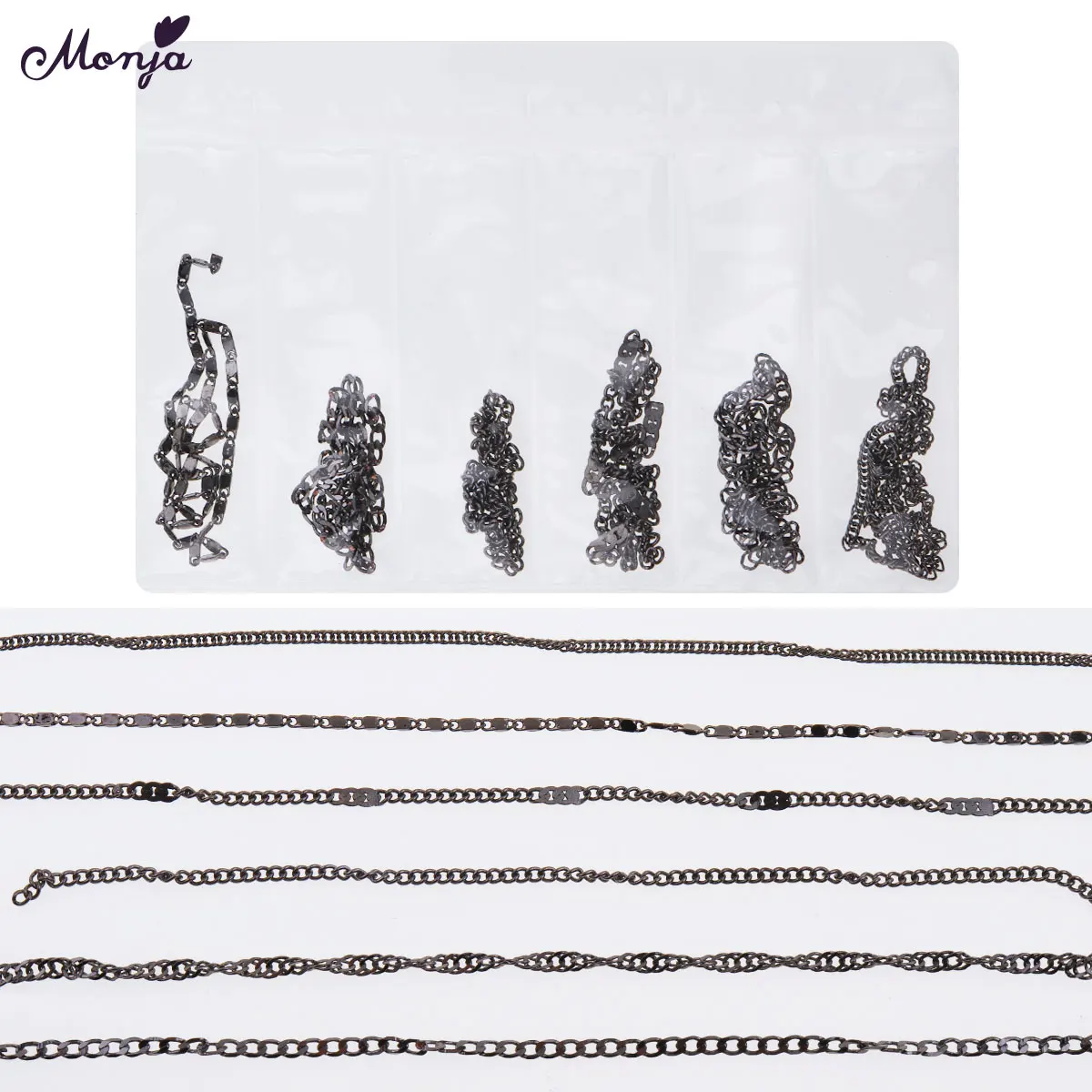 08 Monja, 6 решеток/упаковка, металлическая рамка, заклепки, шпильки для украшения ногтей, 3D, разноцветные, смешанные формы, цепочки, аксессуары для самостоятельного маникюра - Цвет: 08