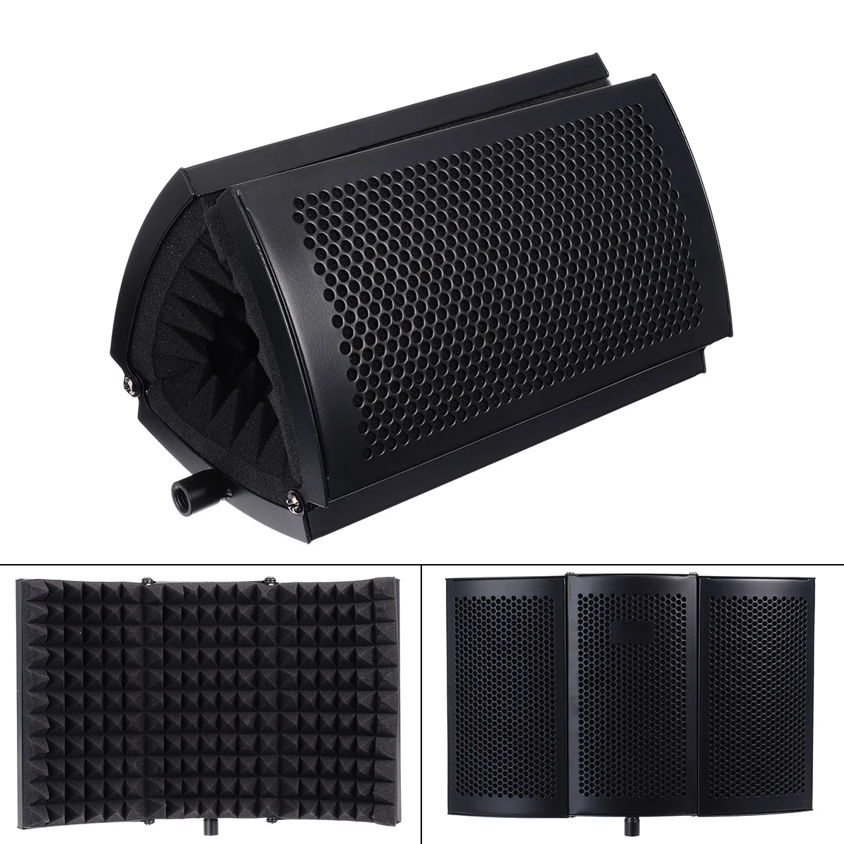 

1pc 26x21cm Folding Studio Microphone Isolation Shield High Density Sound Absorbing Foam Panel for Vocal Recording