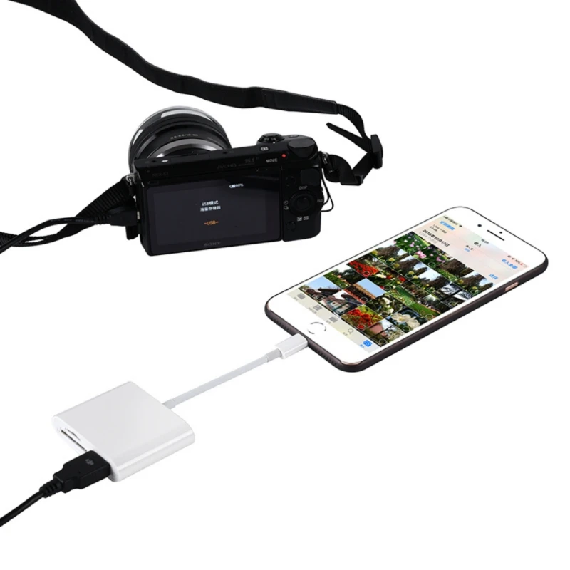 Кардридер многофункциональный USB камера TF безопасный цифровой карты памяти адаптер кабель для Apple
