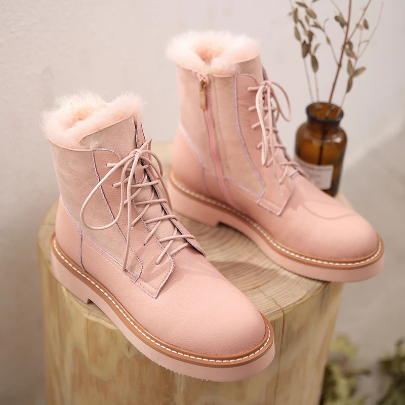 Najtaniej Donna in platforma kobiety zimowe buty śniegowe 2019 ciepłe futro Shearling damskie buty na obcasach prawdziwej skóry Zip gumowe botki