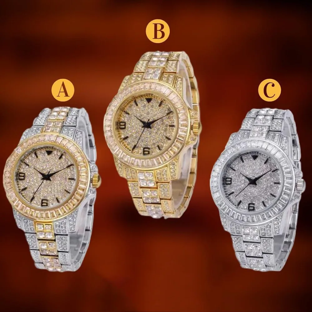 Iced para Fora Relógio de Quartzo Relógios de Pulso com Micro Topgrillz Baguette Ouro Pave cz Aço Inoxidável Pulseira Relógio Horas Hip Hop