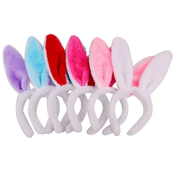 

Lovely Headband Pink Rabbit Ear Headwear Holiday Adult Kids Hairband Hair Accessories