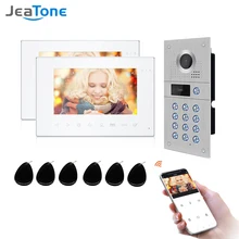 Jeatone intercomunicador de vídeo sem fio para casa, ip, vídeo, campainha, desbloqueio com senha, hd, 7 polegadas, touch screen, wi fi, kit de intercomunicação