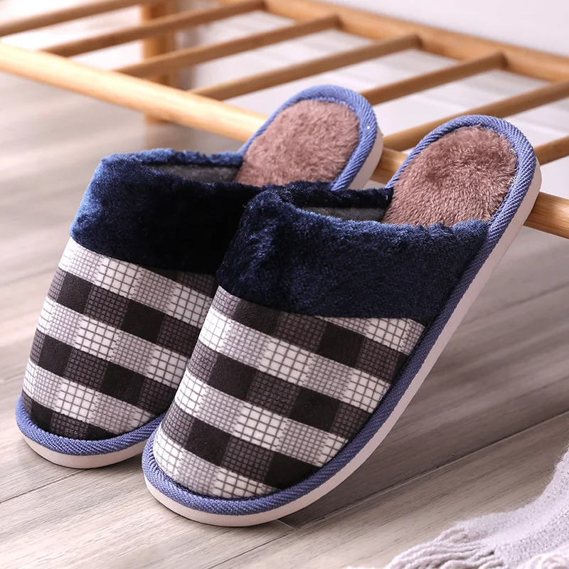 Зимние тапочки для мужчин; домашняя дышащая нескользящая обувь для мужчин; Зимние Теплые повседневные домашние тапочки; обувь на мягкой подошве; AODLEE - Цвет: Blue