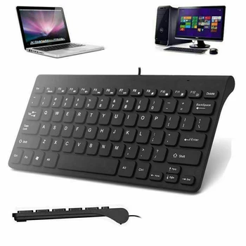 

Hot Mini Wired Keyboard USB 78 Keys Waterproof Home Office Black White Keyboard For PC Desktop Laptop Computer Notebook