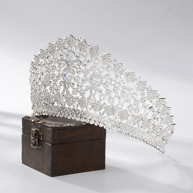 QueenBigCrownsCrystalBridalJewelryTiarasBaroqueRhinestone