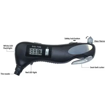 

Tire Air Pressure Gauge Digital Car Bike Truck Flashlight Window Breaker Cutter E7CA