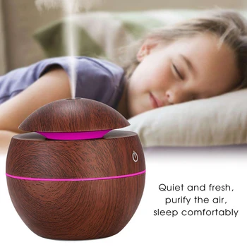 

USB Aroma Essential Oil Diffuser Ultrasonic Cool Mist Humidifier Air Purifier 7 Color Change LED wood grain aromatherapy machine