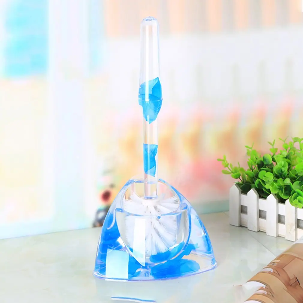 Toilet Brush Set With Base Cleaning Brush Creative Crystal Toilet Brush Plastic Brush Head Blue Green Rose Red