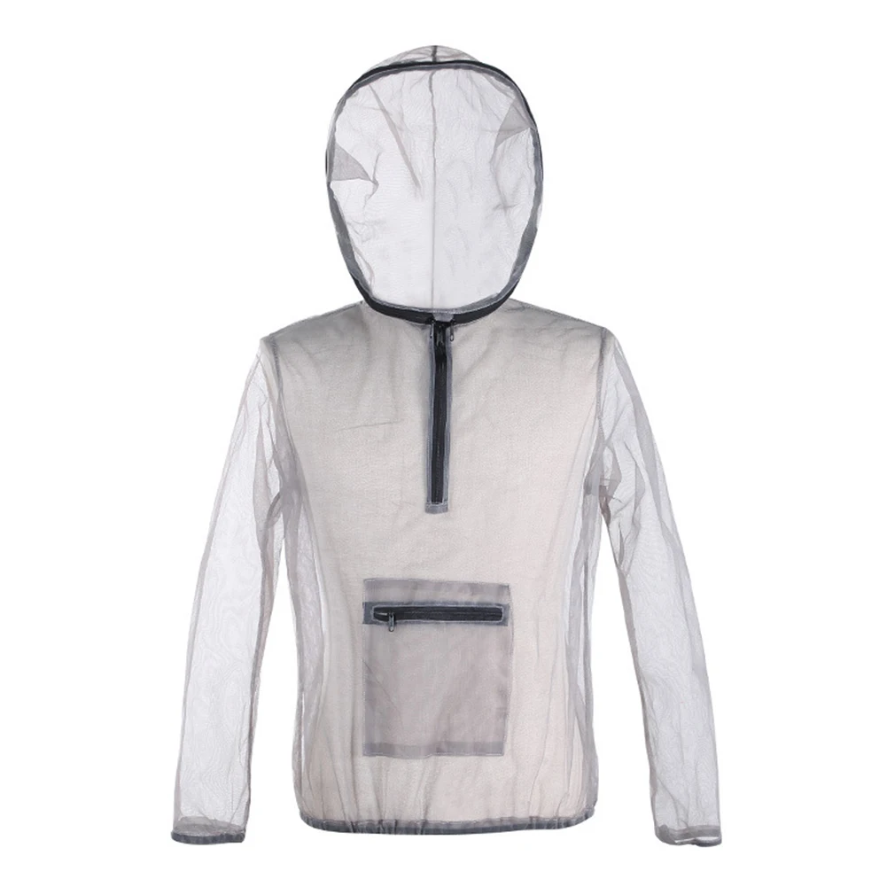 Outdoor Men Fishing Anti-mosquito Fishing Mesh Top clothes Hooded with Storage Bag Long Sleeve Women Jacket Coat Top Suit