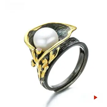 

Baroque style S925 Sterling simple shell Iregular Ring Big Freshwater Pearl Ring for mom women lady girl