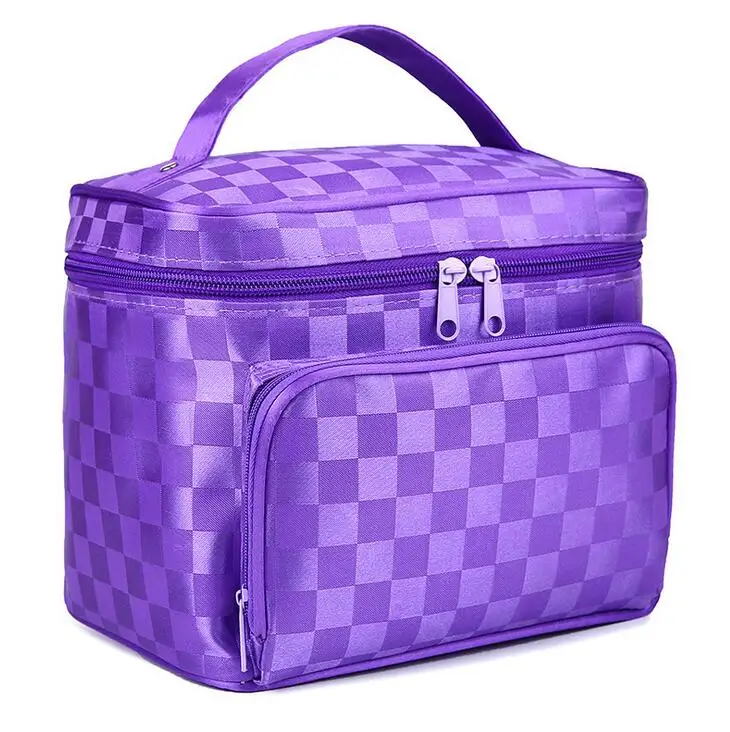 Square purple Женские косметички квадратный полосатый органайзер косметичка дорожная косметичка Большая вместительная косметичка ZL900 - Цвет: Square purple