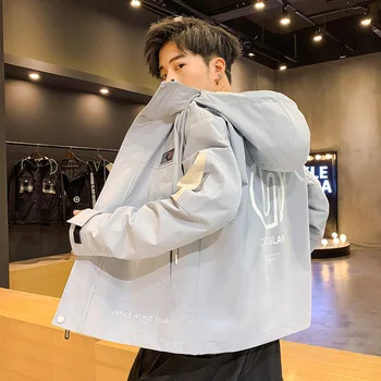 

Season Jacket Coat Male 2020 Autumn Trend Ins Handsome Tooling Function Men Lian Cap Jacket
