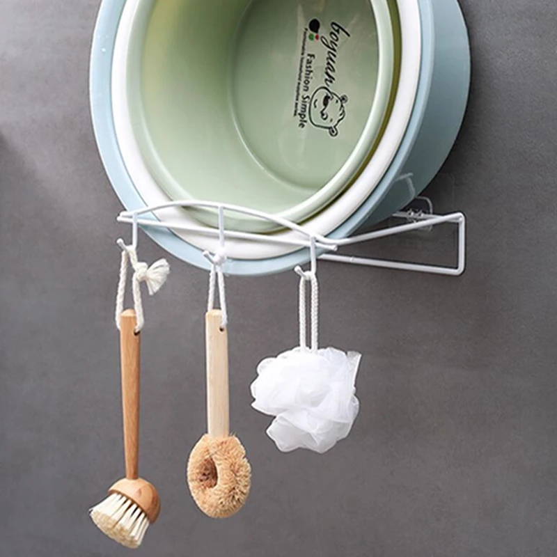 

Bathroom Storage Racks Iron Bathroom Shelf Laundry Rack Seamless Hook Kitchen wall-mounted Storage Rack Bathroom Accessories