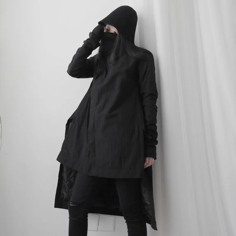 

LANMREM 2020 Long Solid Color Jacket Winter New Women's High Collar Irregular Single-breasted Slim Slim Cotton Coat PC260