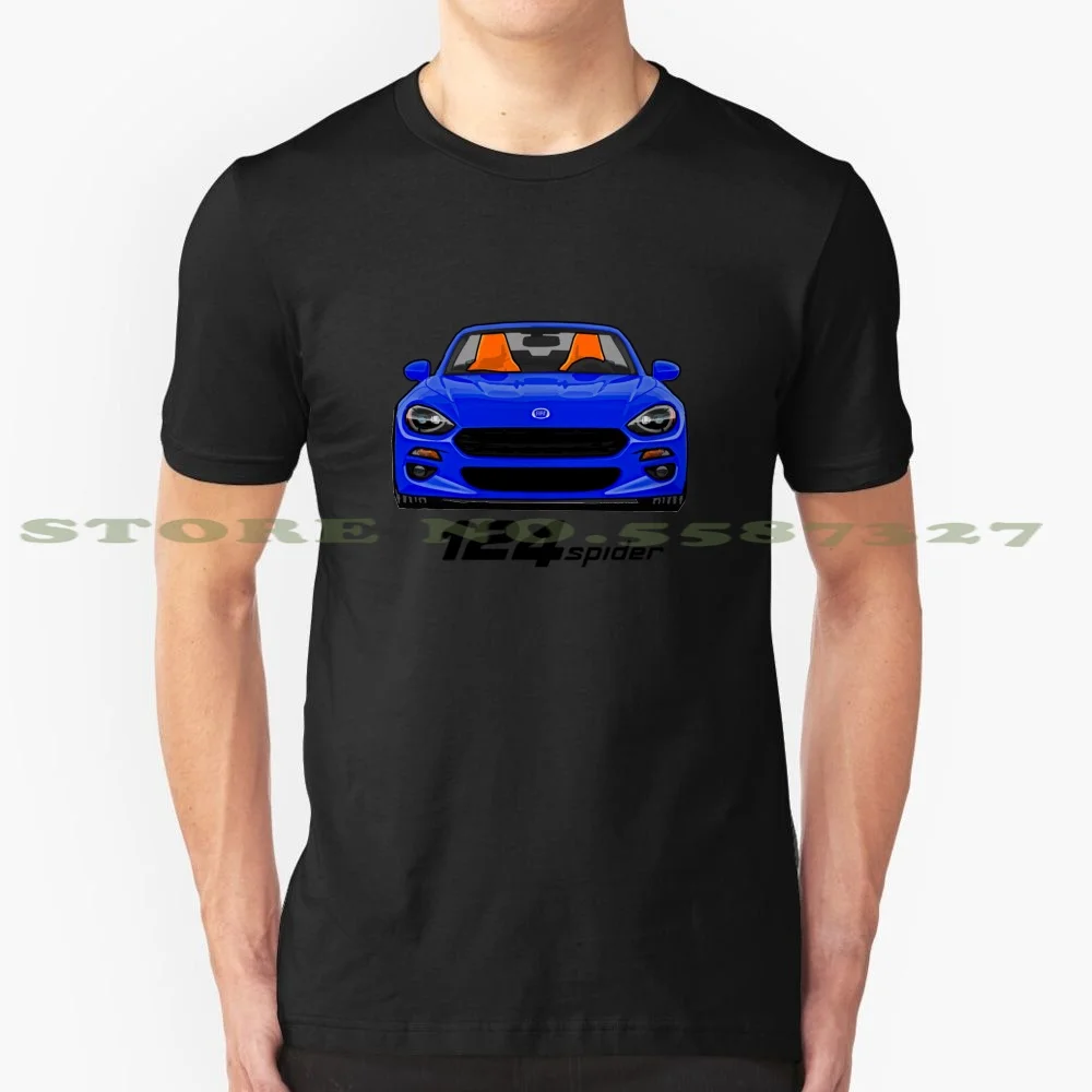 Fiat 124 Spider-Blue Fashion Vintage Tshirt Magliette Fiat 124 124 Spider 124 Abarth Racing Italia Fiat Chrysler Abarth