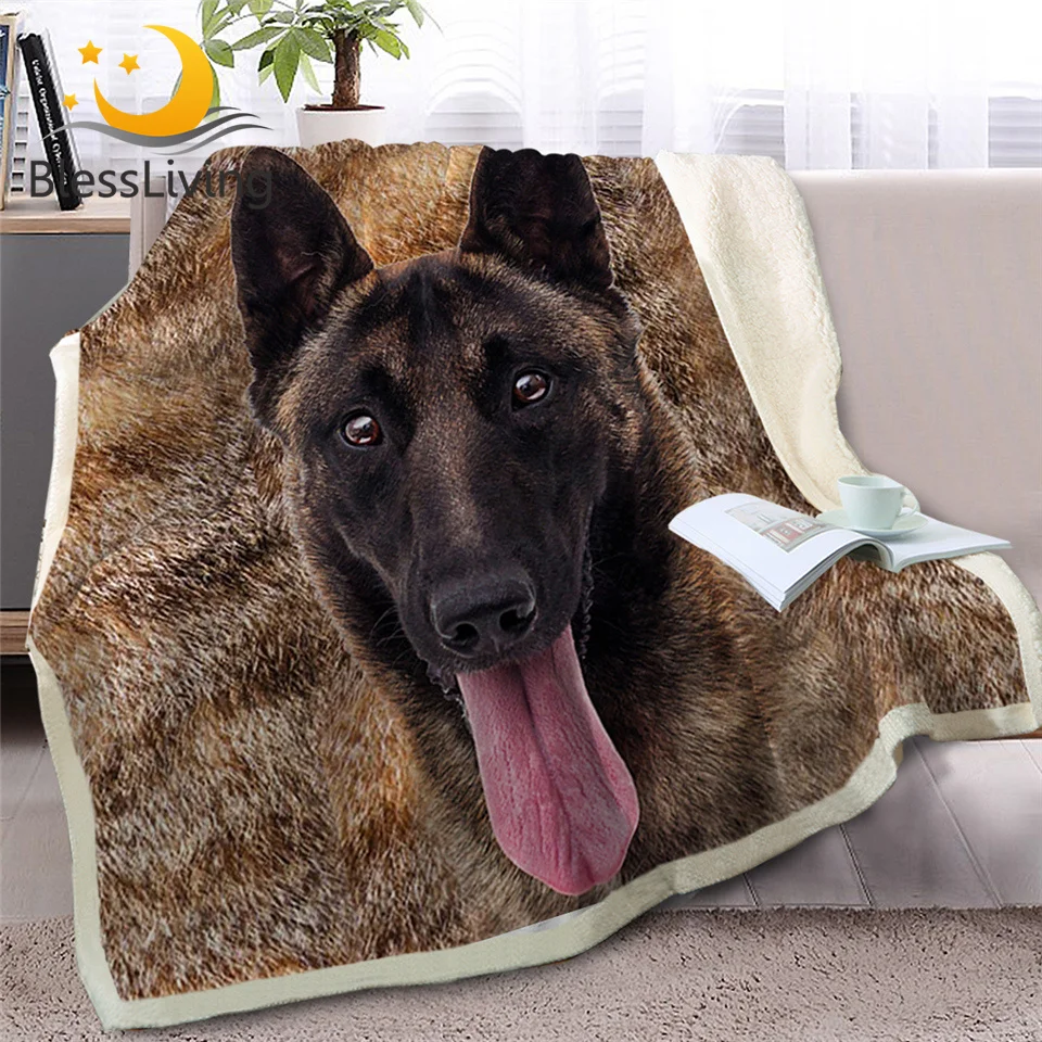 

BlessLiving Pet Dog Sherpa Blanket on Beds Animal Eye Throw Blanket for Kids Adult Brown Bedspreads Fur Print mantas para cama