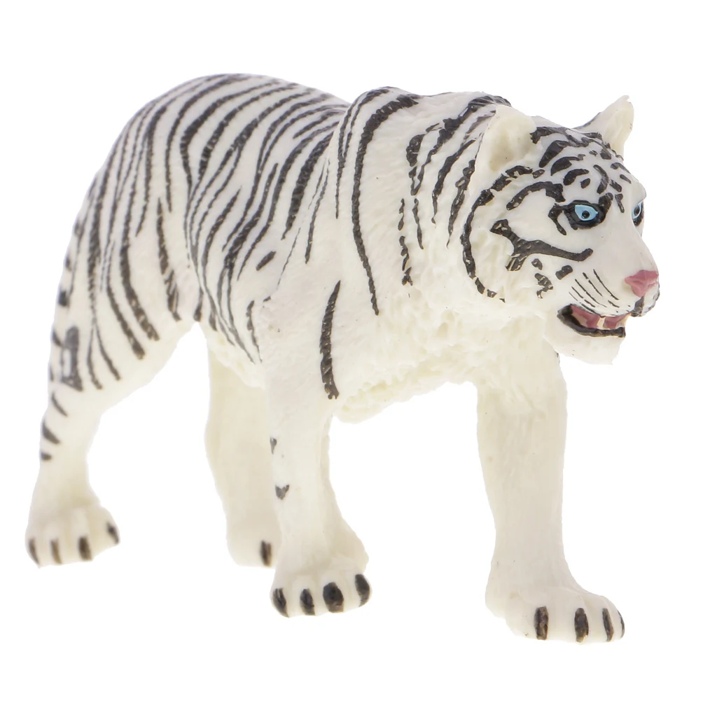 Environmental PVC Realistic Zoo Figures Jungle Wild Animals Siberian Tiger Figurine Kids Toy Party Bag Favor White