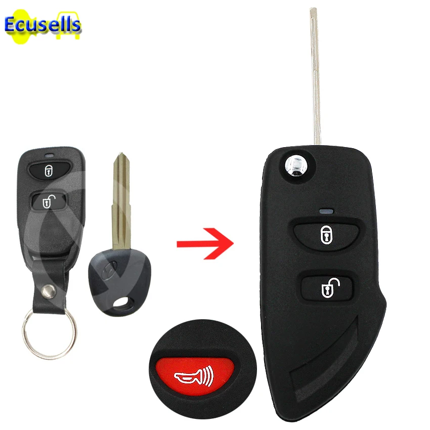 3 Buttons Replacement Case Fob Folding Remote Key Shell 2+1 Button For