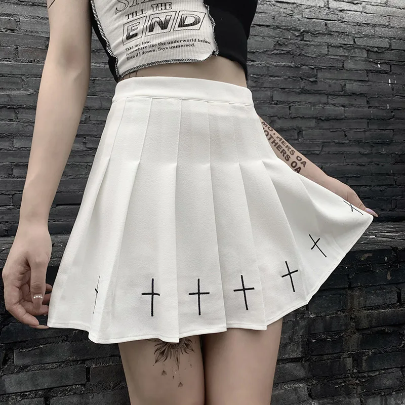 High Waist Cross Print Mini Skirt-4