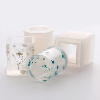 

1 Set Crystal Epoxy Plant Pot Pen Candle Soap Holder Resin Mold Coaster Ashtray Casting Silicone Mould DIY Crafts Making