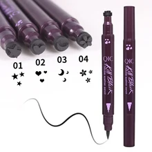 QIC черная жидкая подводка для глаз карандаш Быстросохнущий Водонепроницаемый стойкий в виде звезды луны сердца штамп двухсторонняя подводка для глаз