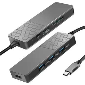 

7 in 1 USB Hub Multifunction 3 USB 3.0+HDMI 4K Type-C HUB with TF Memory Card Reader PD Slot for Windows10.8.7 /Mac10.4.6