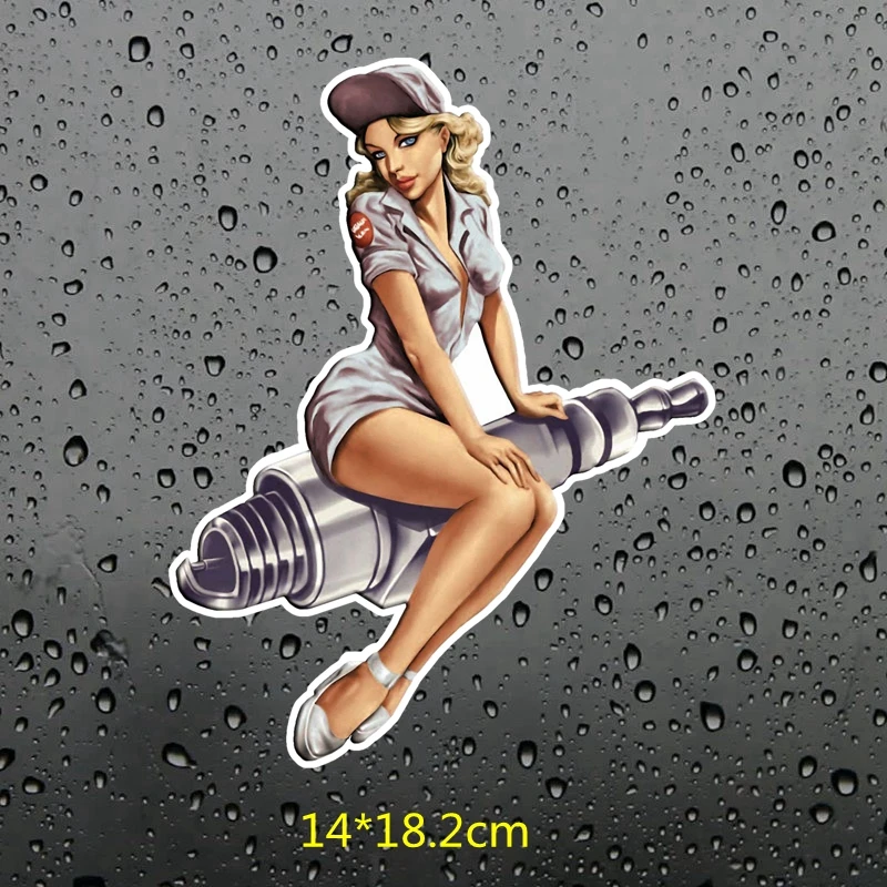 Три крыла FTC-768#14X18,2 см свеча зажигания Pin Up Девушка наклейка сексуальный мультфильм Графический смешные наклейки автомобиля мотоцикл автомобиль наклейка - Название цвета: FTC-768 colorful