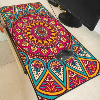 

Colorful Pink Mandala Large Gaming Flower Mouse Pad Locking Edge Keyboard Mouse Mat Gaming Desk Mousepad for CSGO LOL