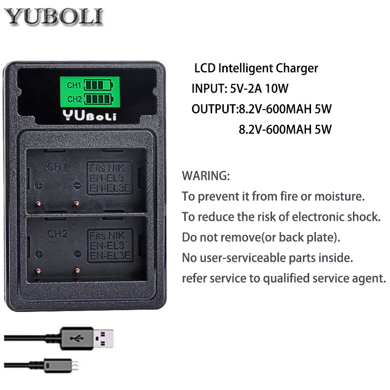 Высокое качество 2 шт. EN-EL3e EL3e 7,4 V 2400 мА/ч, Камера Батарея для Nikon ENEL3E RU EL3E D30 D50 D70 D90 D70S D300 Камера аксессуары