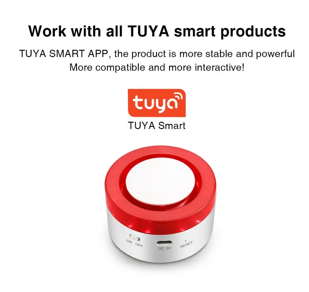 US $31.01 Tuya Smart Wifi Wireless Strobe Siren Home Security Alarm System 433mhz Compatible W Alexa Google Home Smartlife App