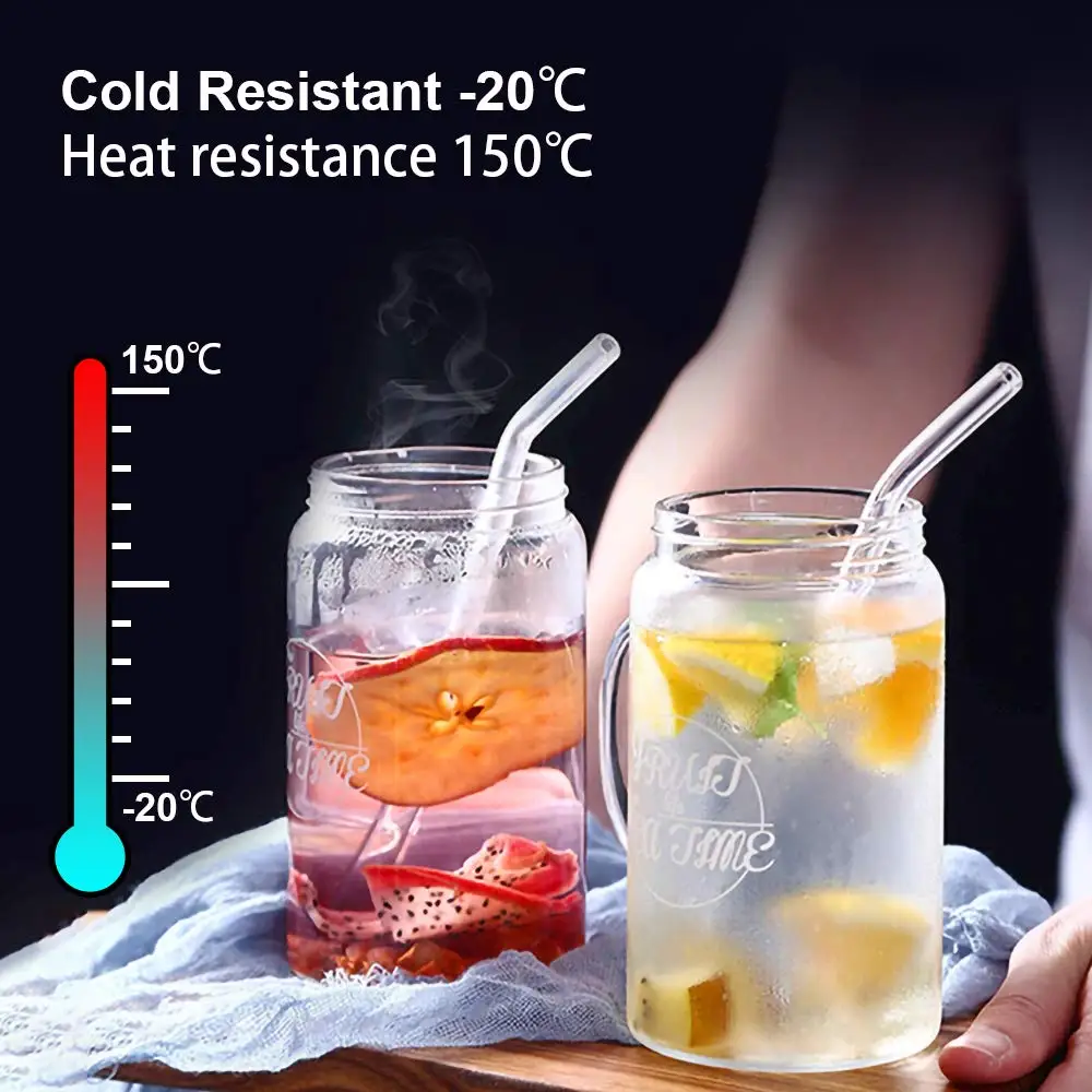 Pajitas de vidrio reutilizables para beber, tubo ecológico con cepillo de limpieza, suministros para eventos y fiestas, 4 piezas