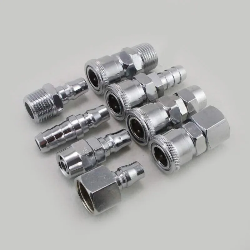 

8pcs Pneumatic Silver Air Compressor Zinc Alloy Kit Hose Quick Socket Connector