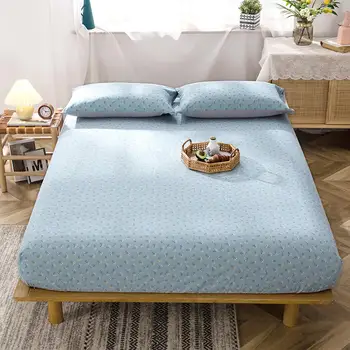 

1 pc Bed Sheet With Elastic King Size Floral Pattern Fitted Sheets Cotton Bed Covers Skin-friendly Bedclothes (No Pillowcase)