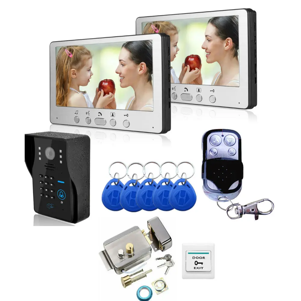 

Password RFID Card Video Intercom 7 Inch Monitor Wired Video Door Phone Doorbell Camera Intercom System