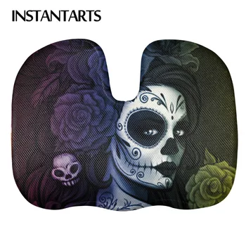 

INSTANTARTS Gradient Day of the Dead Sugar Skull Flower Design Car Seat Cushion Comfortable Car Seat Cushion for Most Car 2020