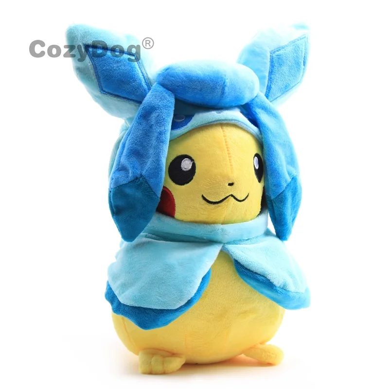 28cm Pikachu Cosplay Glaceon Plush Doll Toys Japan Cartoon Anime Pikachu Series Children Baby Gift High Quality