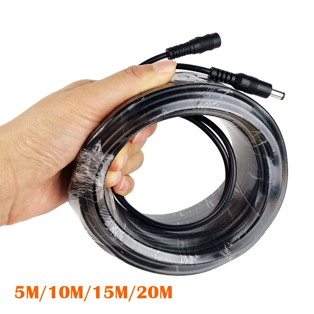 5m/10m/15m/20M DC 12V Cable de extensión de alimentación 5,5mm x 2,1mm macho a hembra para 12V de seguridad CCTV IP Wifi Cámara AHD analógico